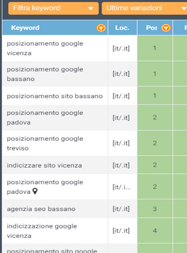 posizionamento sito vicenza